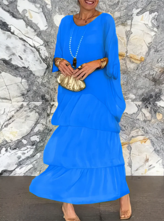 Caroline | Maxi Kjole med Rund Udsnit